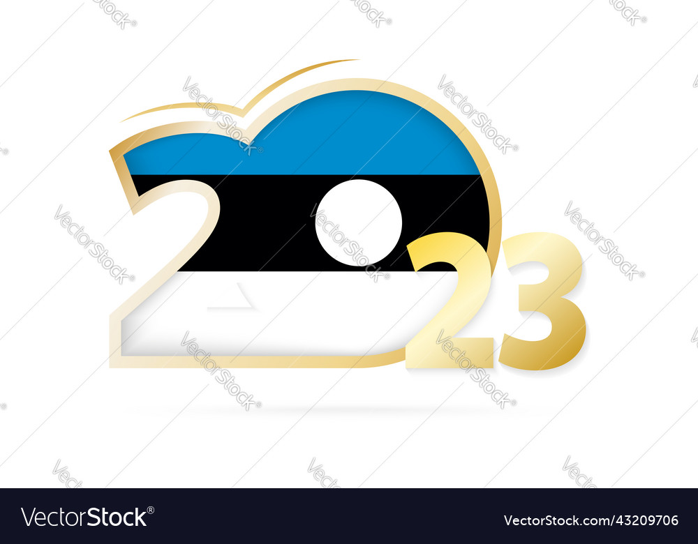Year 2023 with estonia flag pattern Royalty Free Vector