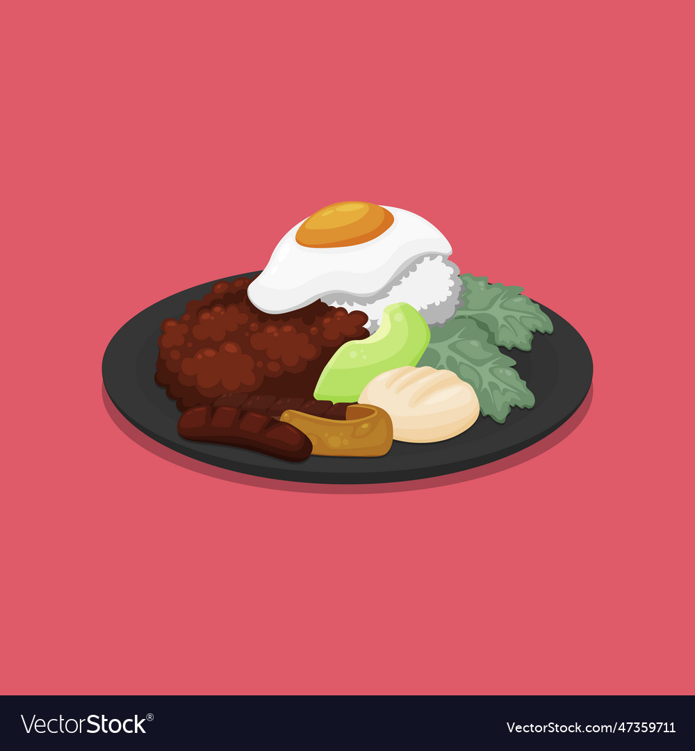 Bandeja paisa colombia food design with cartoon vector image Bandeja paisa colombia food design with cartoon