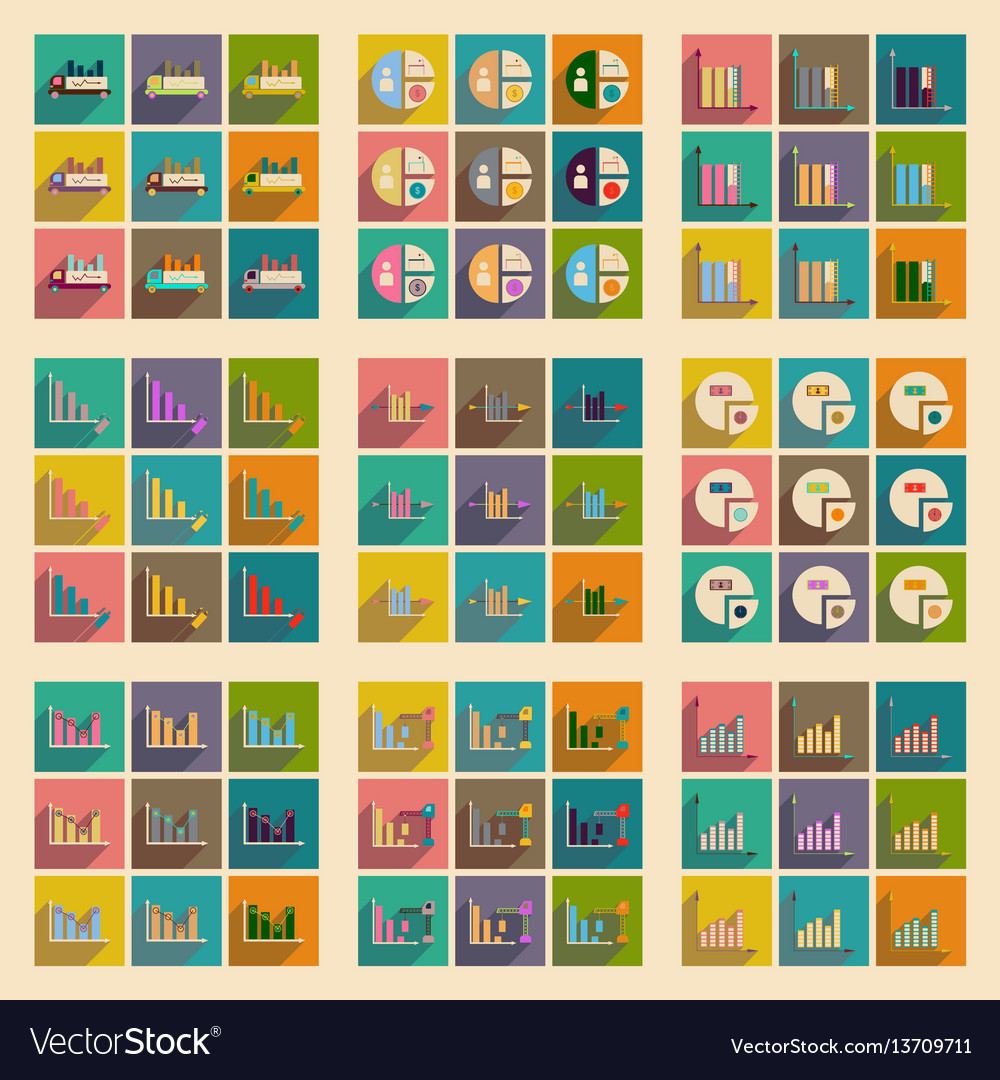 Concept of flat icons with long shadow chart