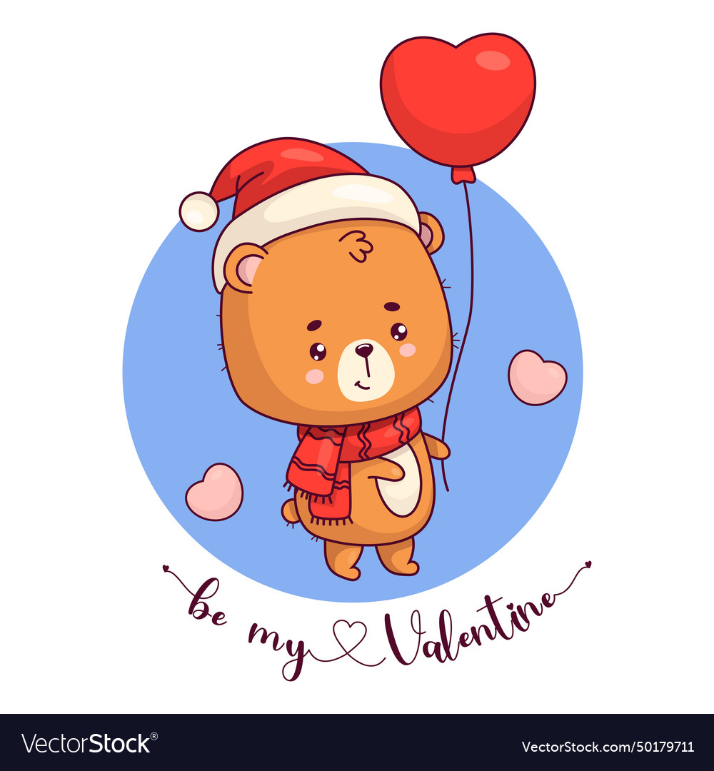 Cute bear boy with balloon romantic teddy