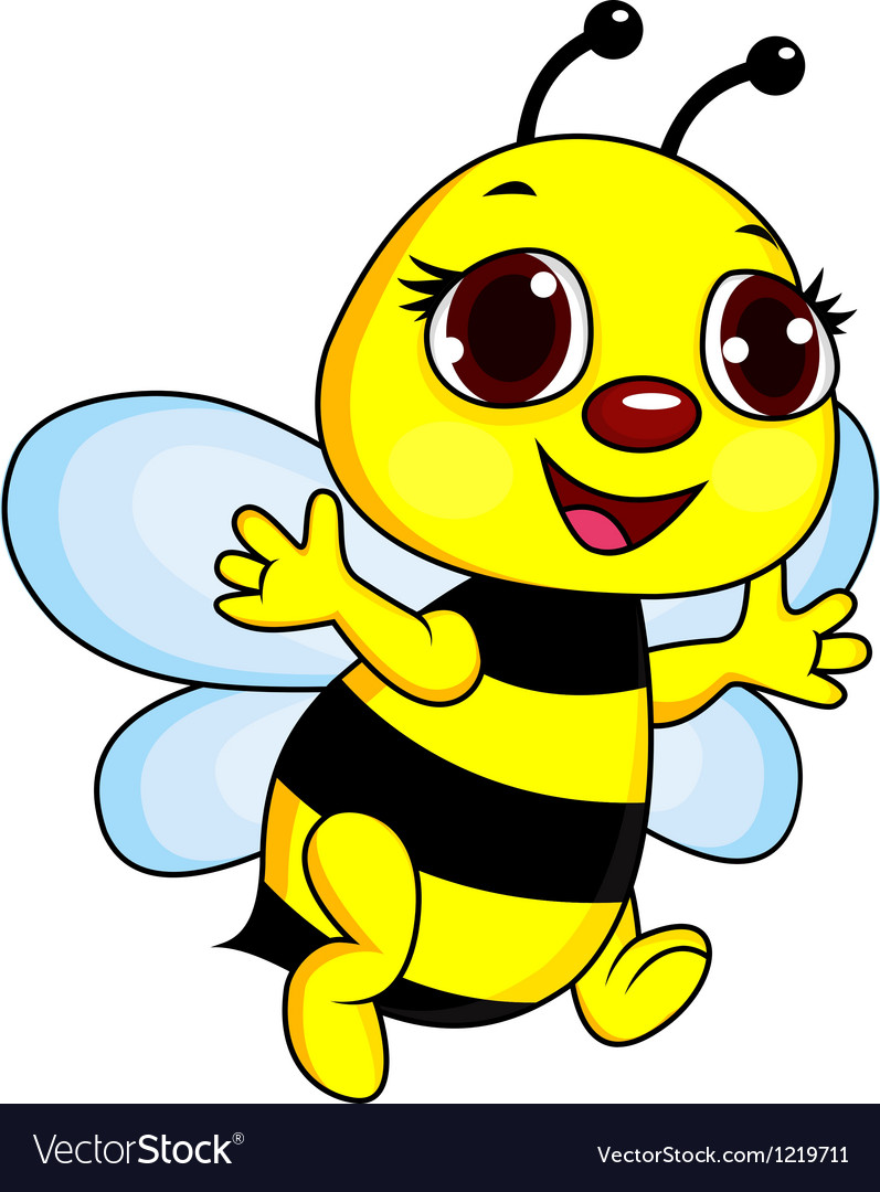 Cute funny bee cartoon Royalty Free Vector Image