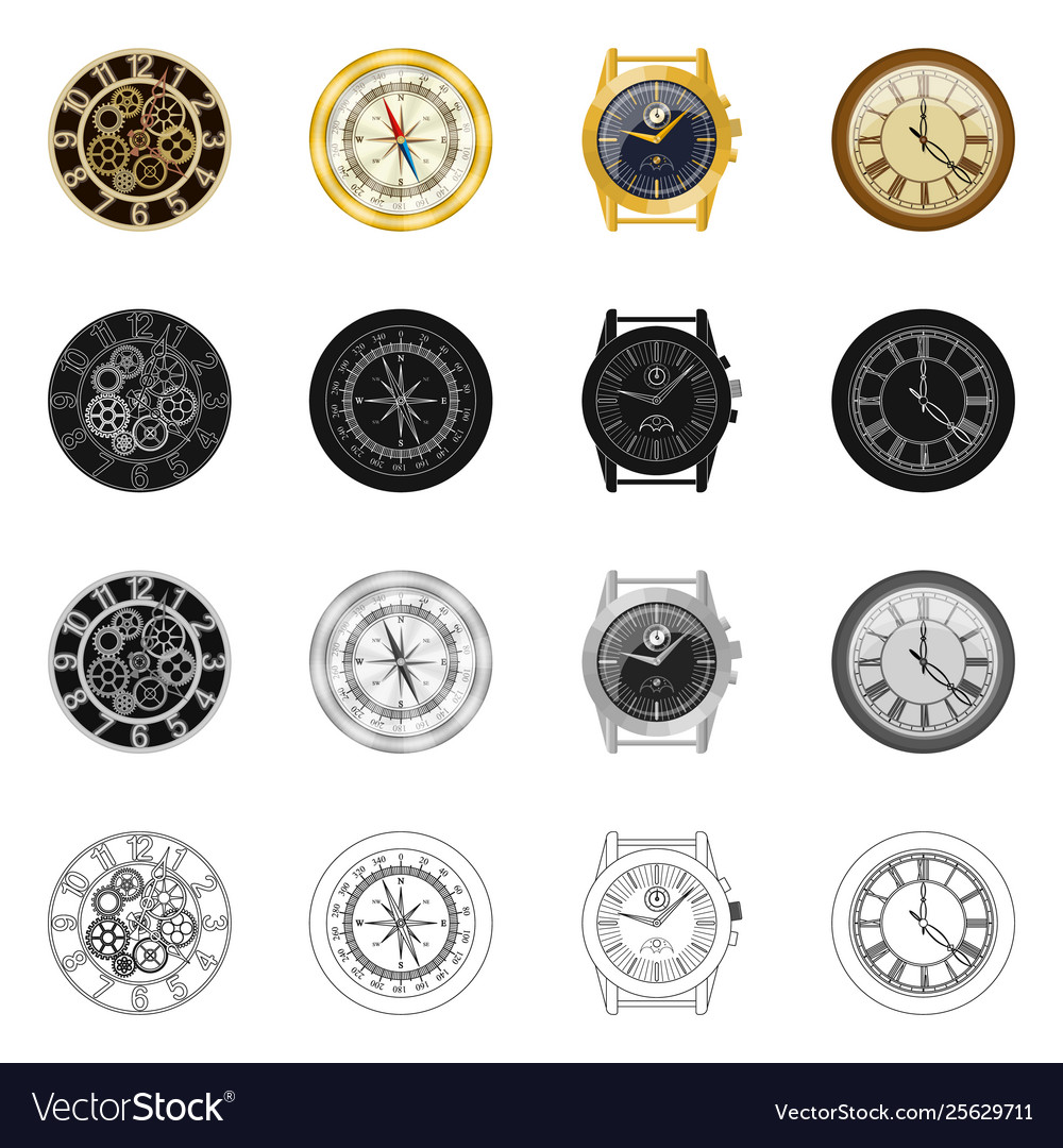Design clock and time icon set vector image Design clock and time icon set