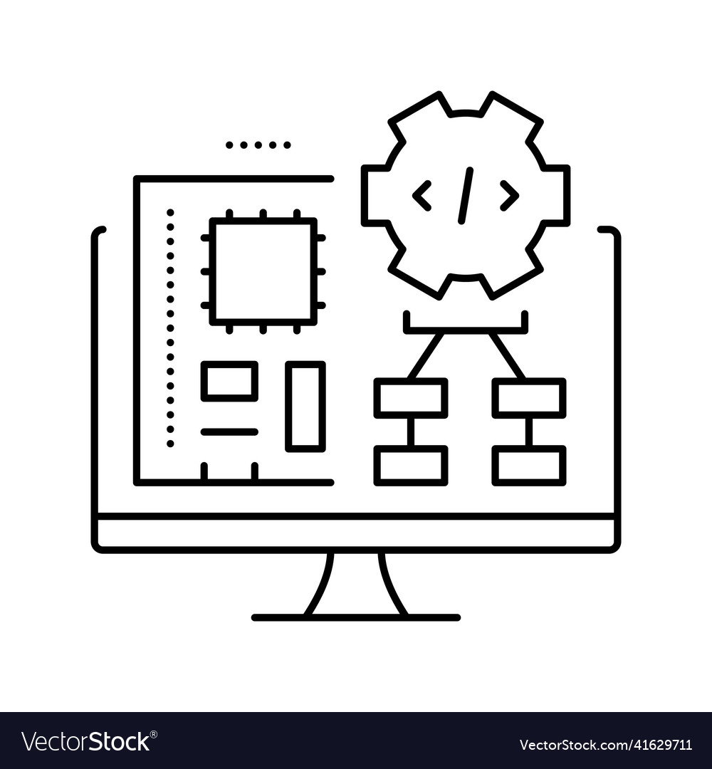 Embedded software line icon vector image Embedded software line icon