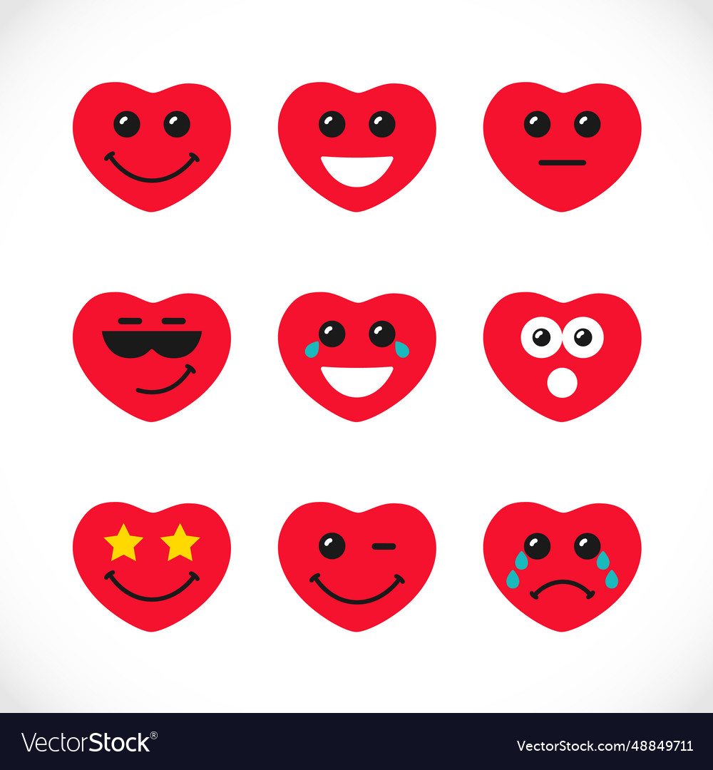 Emozzi hearts collection Royalty Free Vector Image