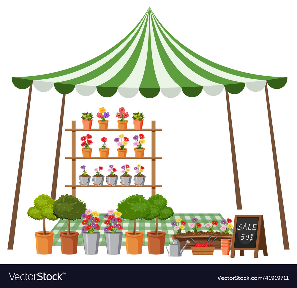 Flea market concept with plant shop