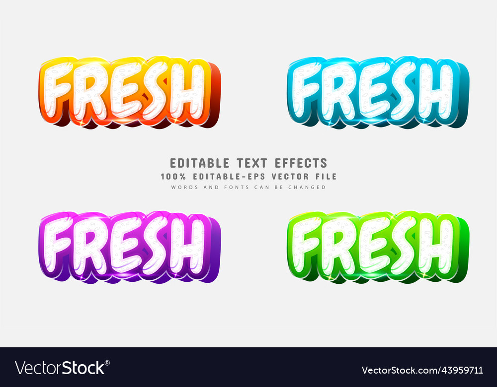 Fresh text effect design vector image Fresh text effect design