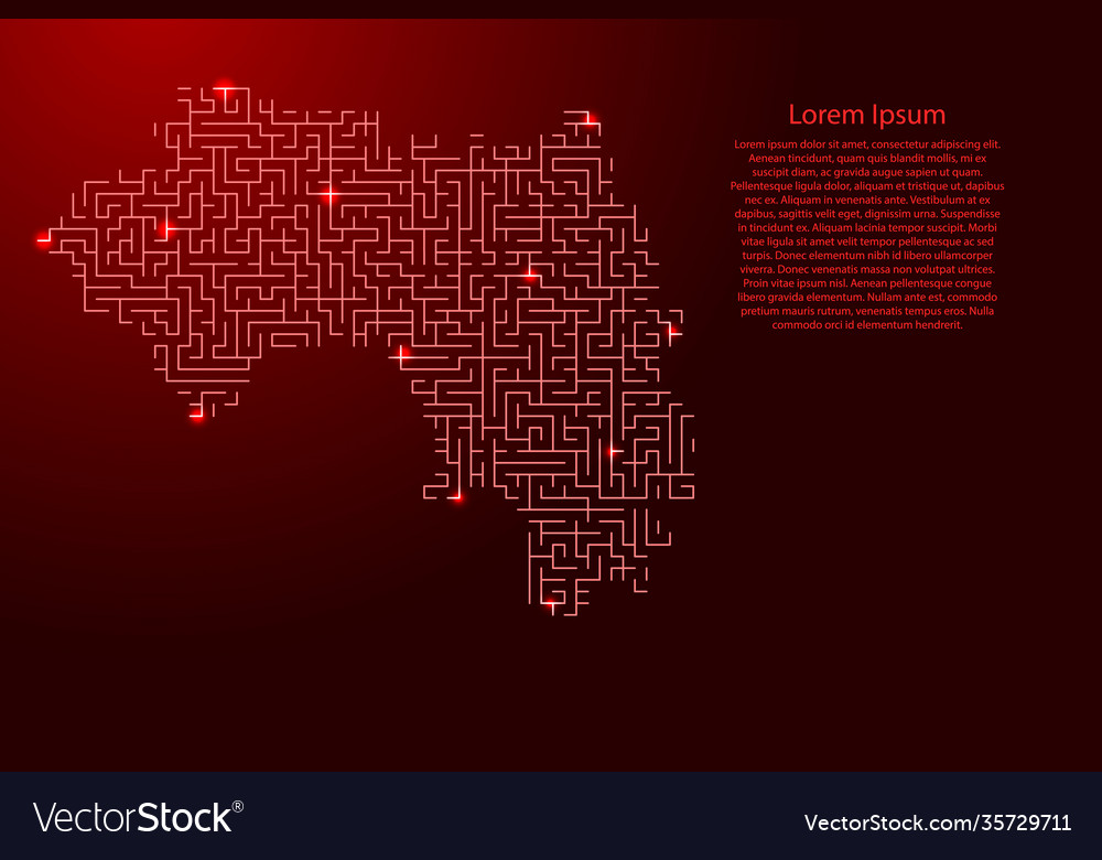 Guinea map from red pattern maze grid vector image Guinea map from red pattern maze grid