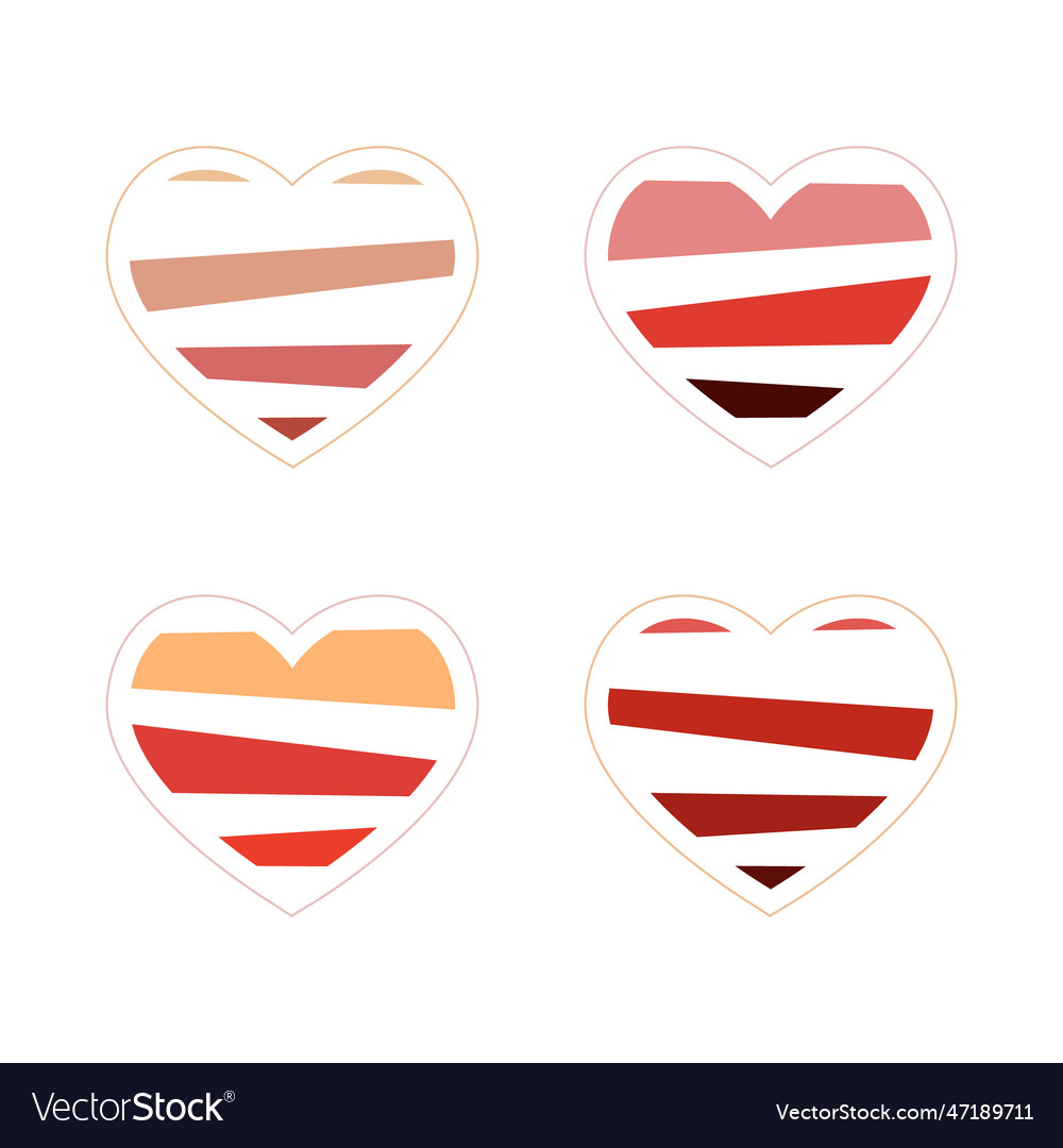 Hearts - cut heart symbols isolated on white