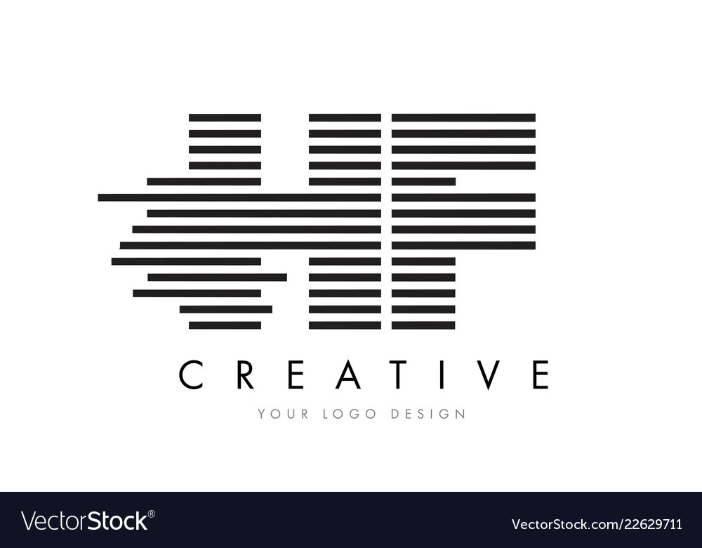 Hf h f zebra letter logo design with black