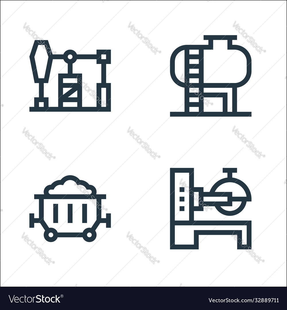 Industrial process line icons linear set quality vector image Industrial process line icons linear set quality