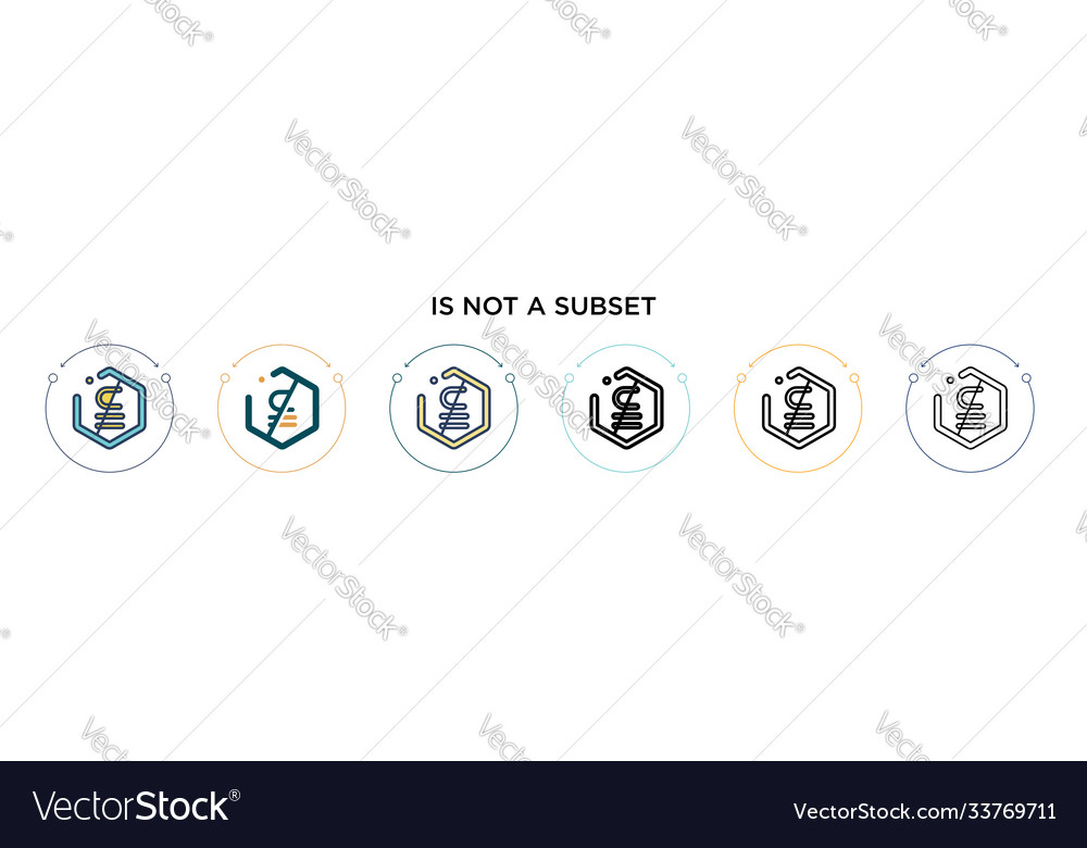 Is not a subset sign icon in filled thin line vector image Is not a subset sign icon in filled thin line