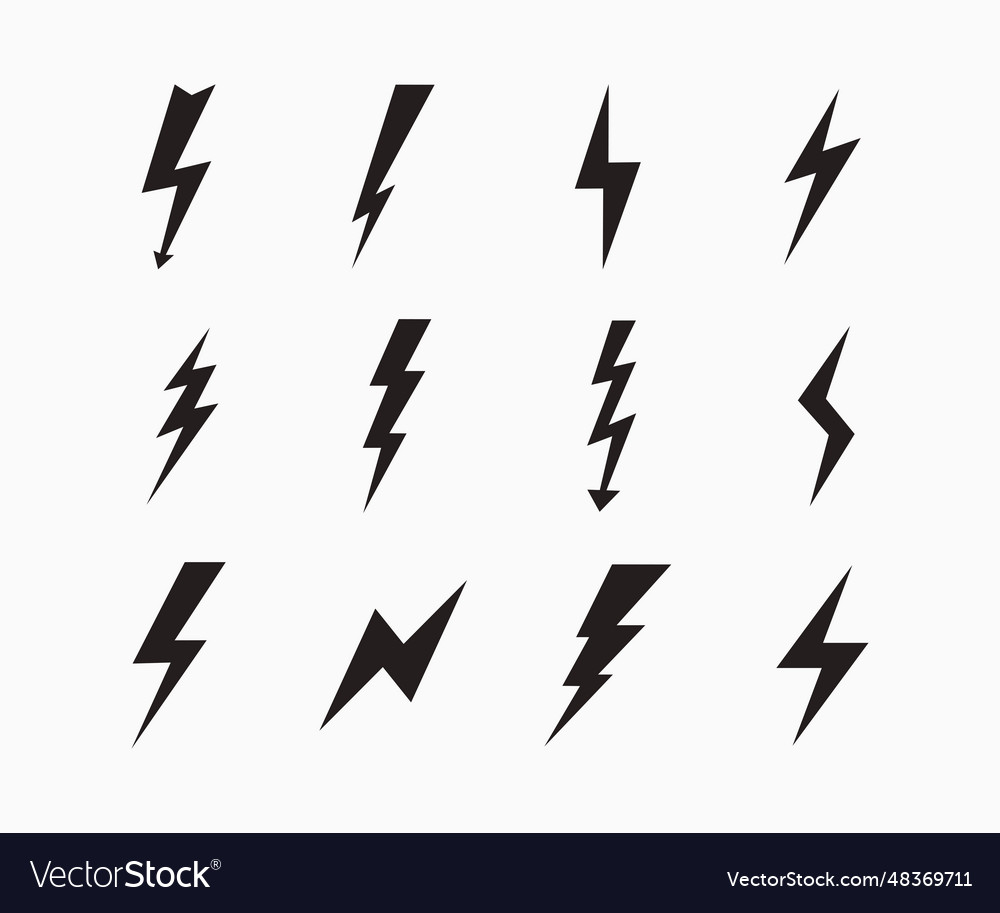 Lighting flash icons set or symbol