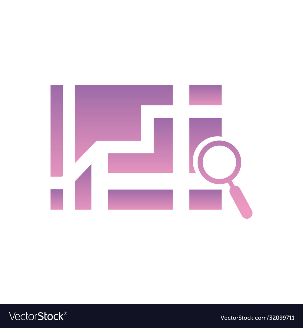 Lupe with map gradient style icon design