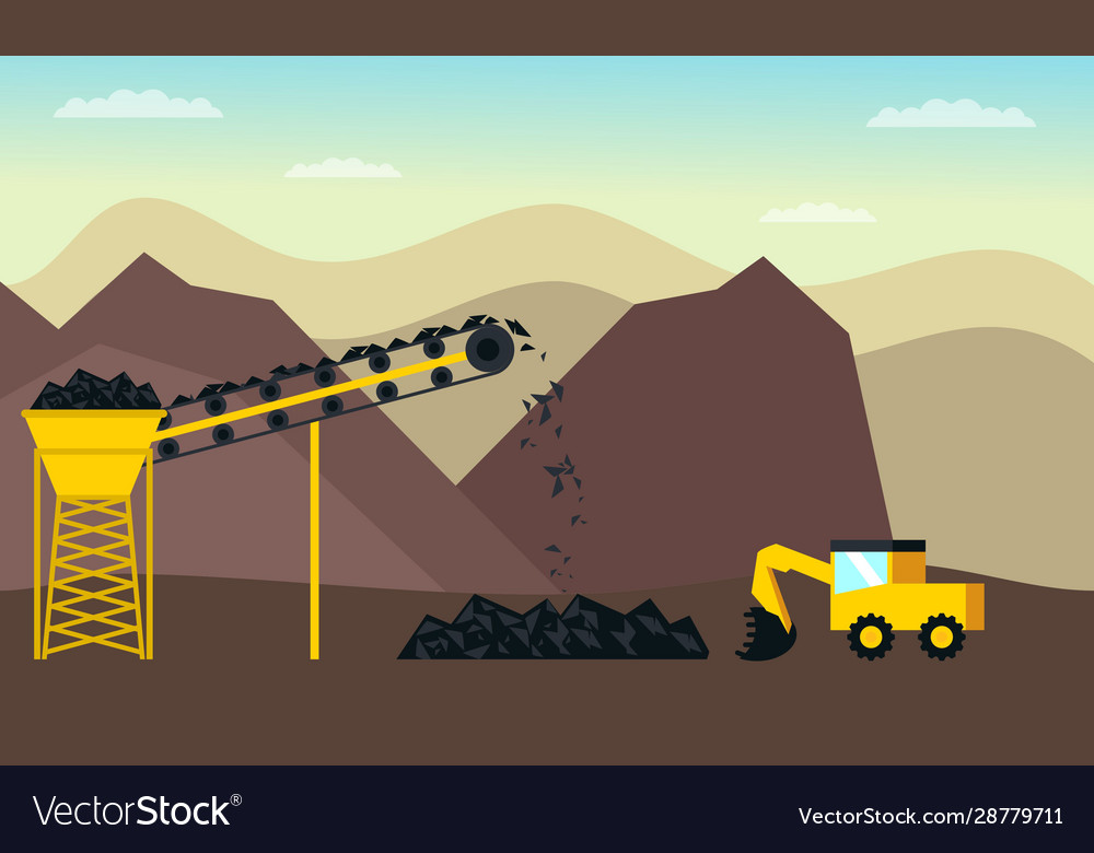 Mining industry flat composition with coal loading