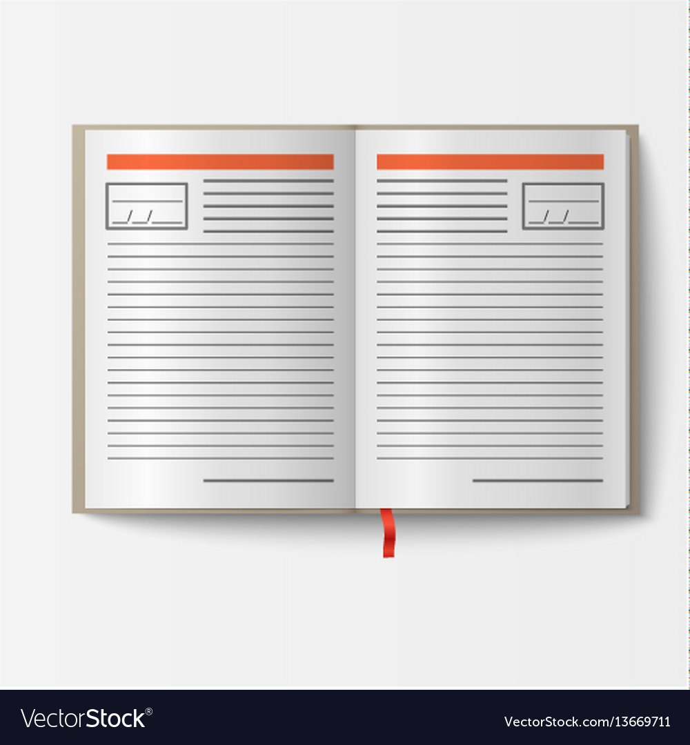 Open realistic notebook with pages diary office Vector Image Open realistic notebook with pages diary office