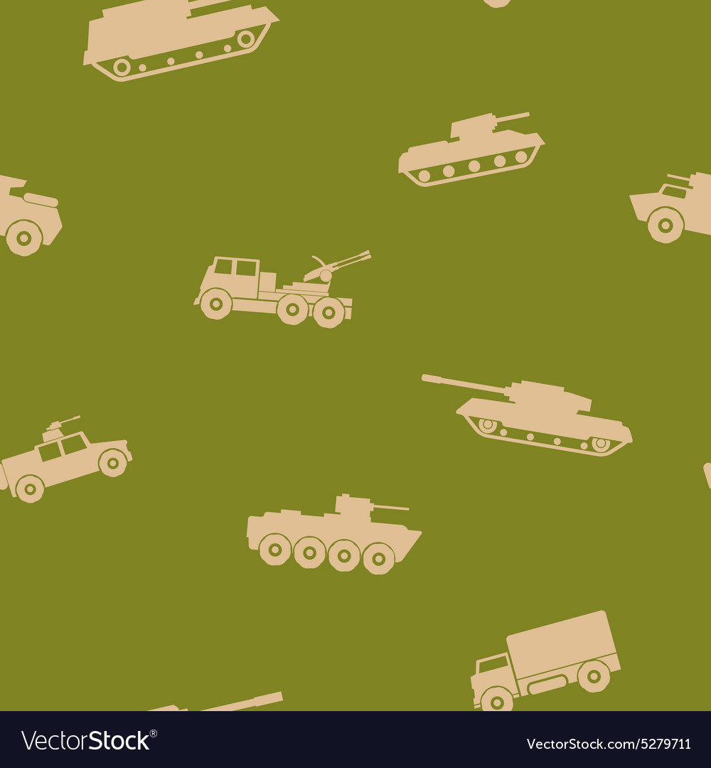 Seamless background with army vehicle