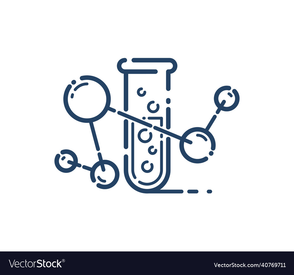 Test tube and molecule connection simple linear vector image Test tube and molecule connection simple linear