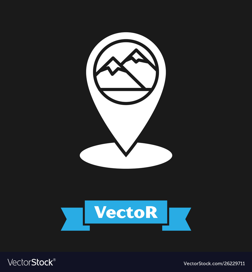 White map pointer with mountain icon isolated vector image White map pointer with mountain icon isolated