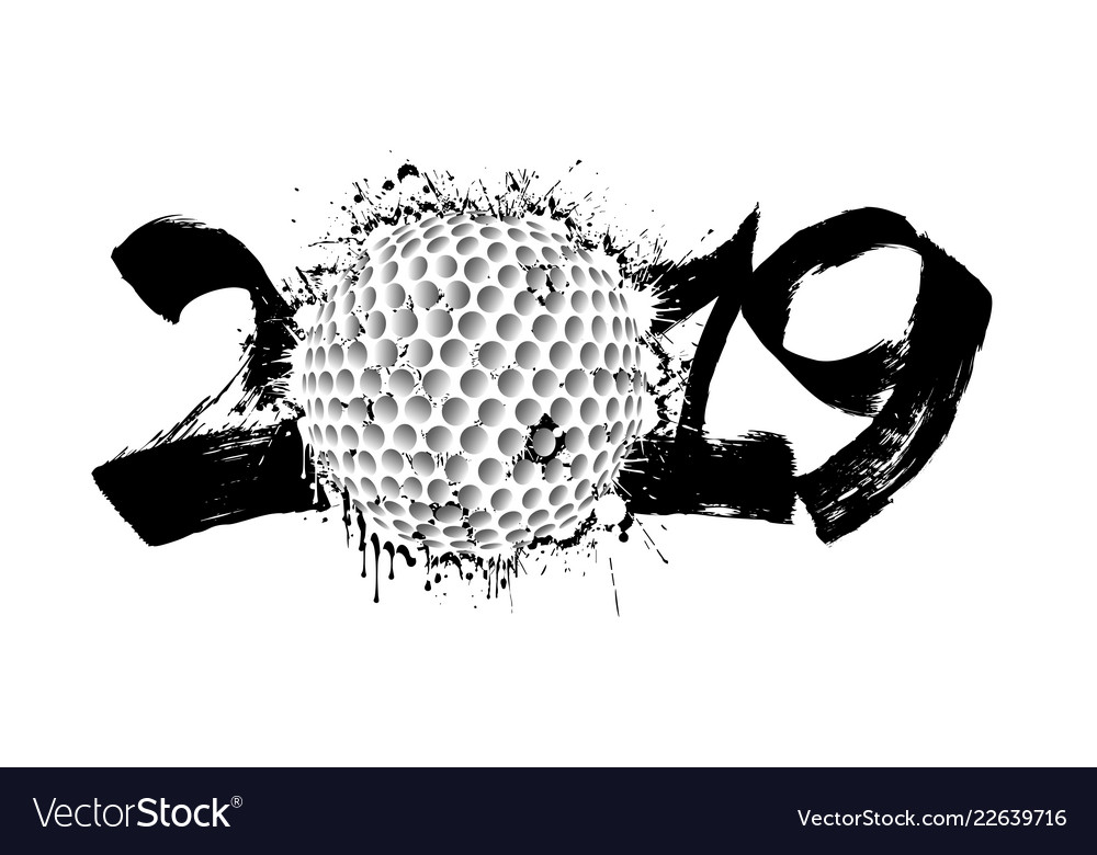 Abstract number 2019 and a golf ball from blots