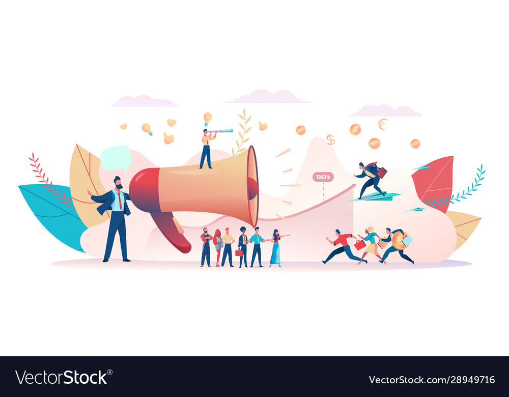 An promputer attract attention business investo Vector Image