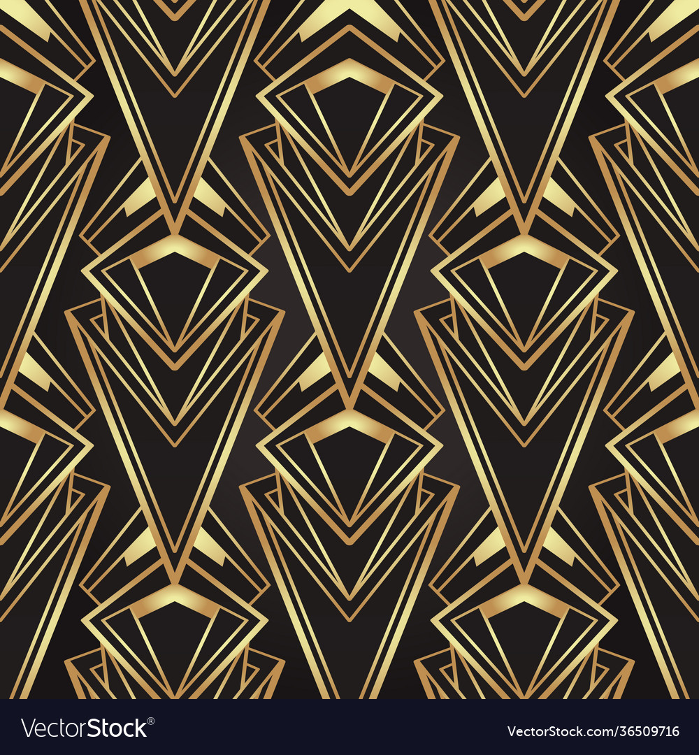 Art deco style geometric seamless pattern in black