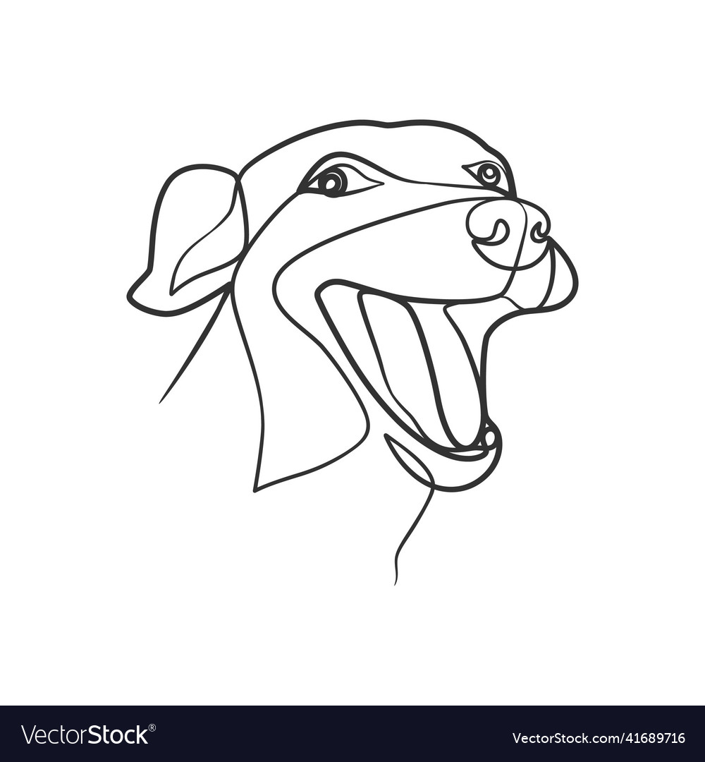 Continuous line drawing style of dog head Vector Image