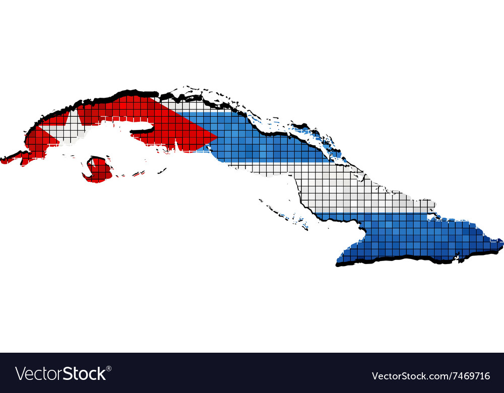 Cuba map with flag inside