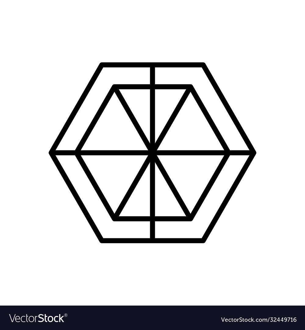 Geometric hexagon shape icon image line style