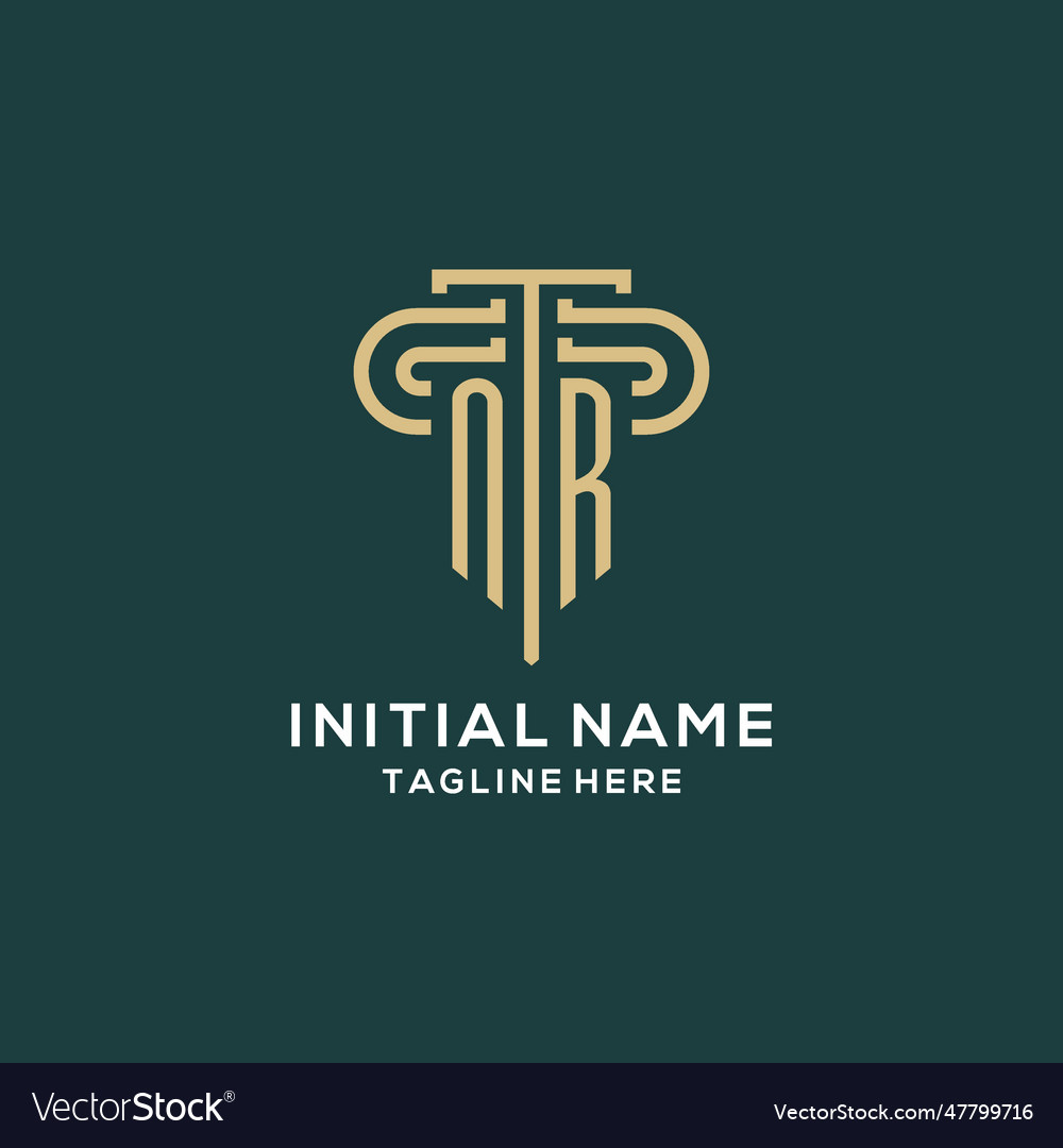 Initial nr pillar logo elegant and luxury law