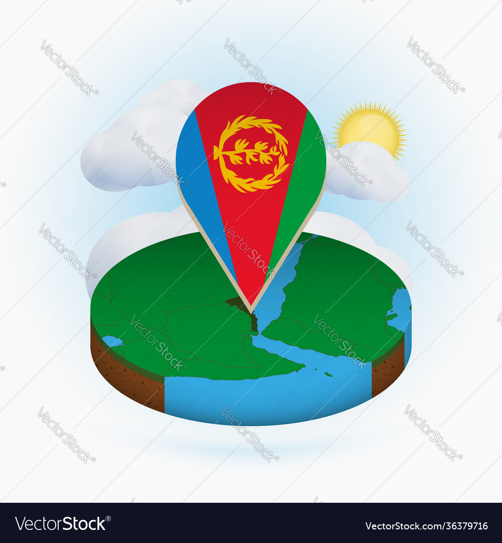 Isometrische Rundkarte Eritrea und Punktmarker