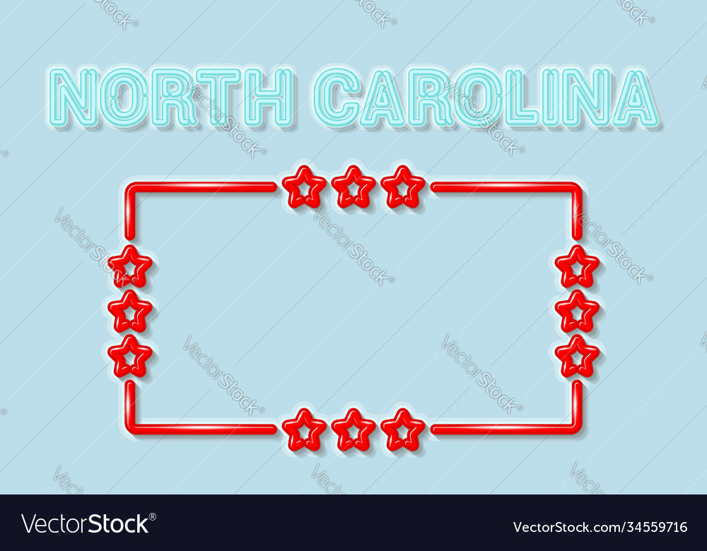 North carolina us state soft blue neon letters