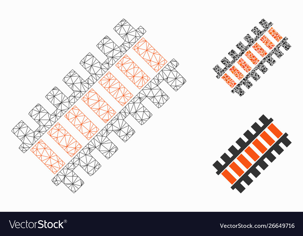 Railroad segment mesh wire frame model
