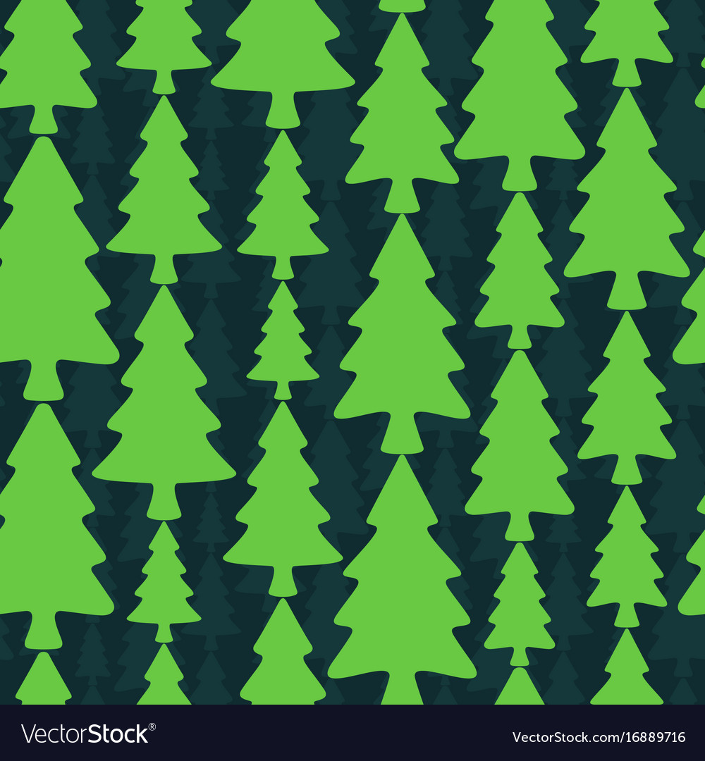 Seamless pattern with fir trees on dark background