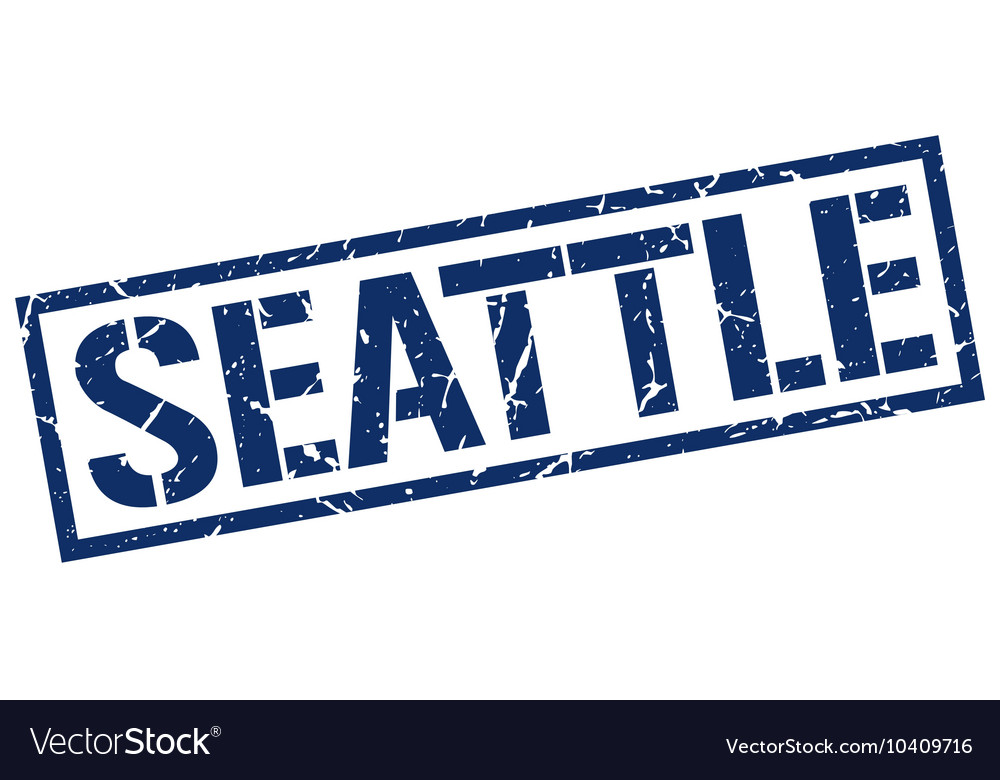 Seattle blue square stamp Royalty Free Vector Image