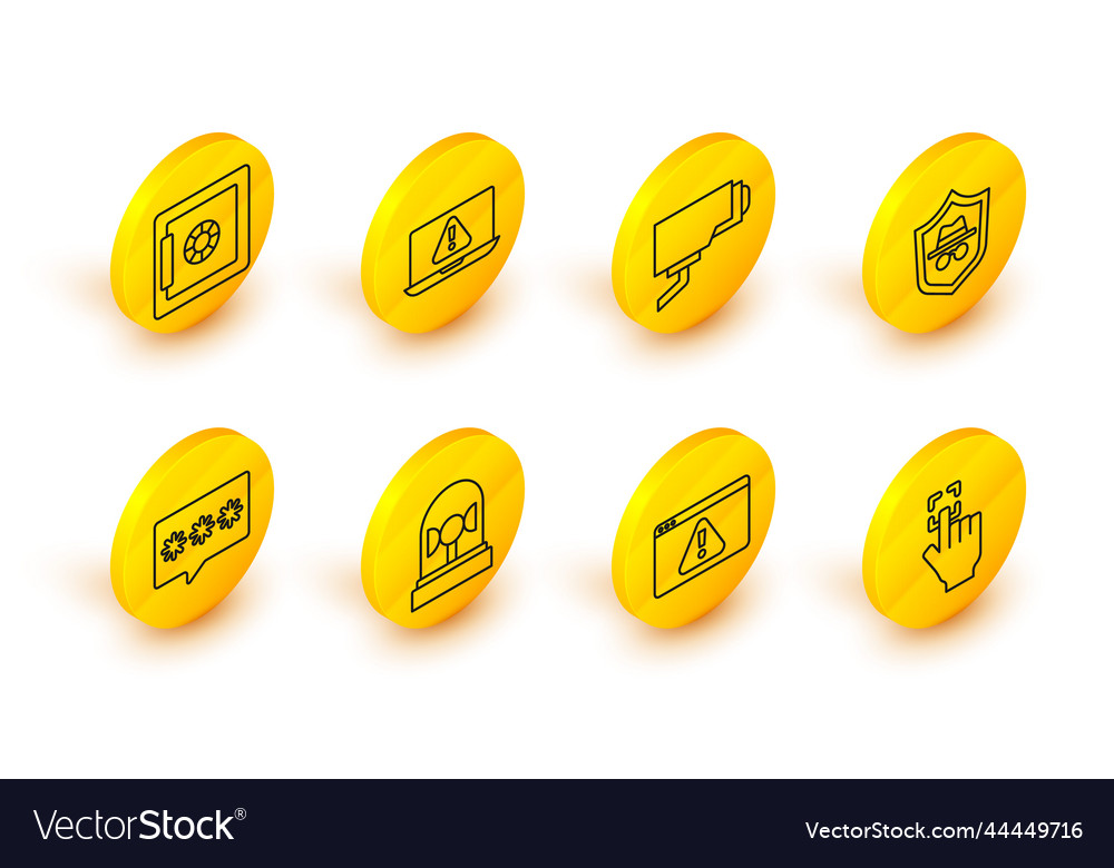 Set line fingerprint browser with exclamation vector image Set line fingerprint browser with exclamation