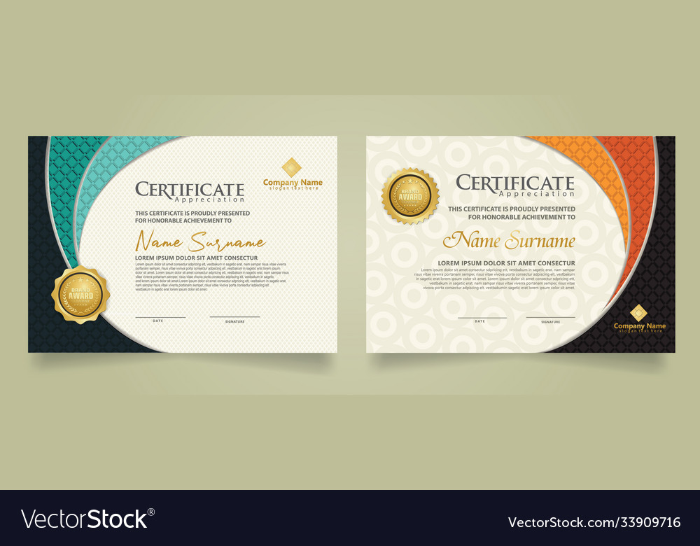 Set modern certificate template with realistic Vector Image Set modern certificate template with realistic