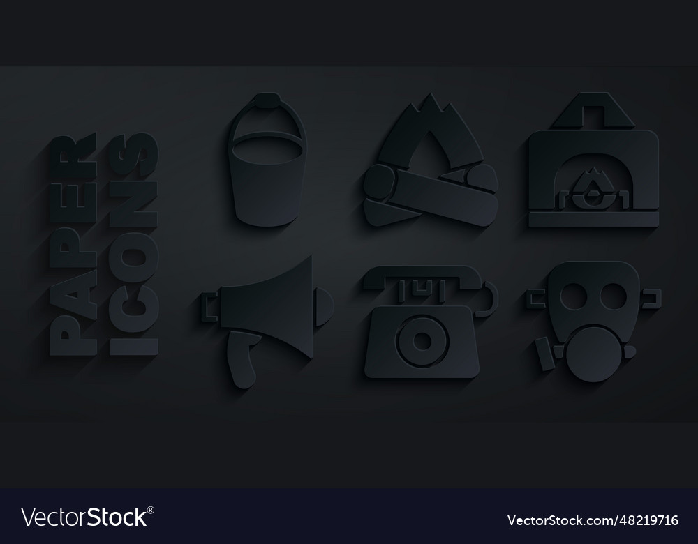 Set telephone call 911 interior fireplace Vector Image