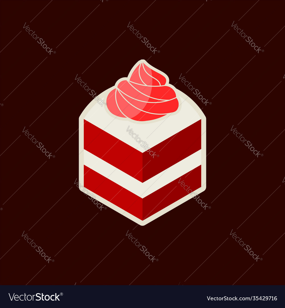 slice red velvet cake sticker print art royalty free vector