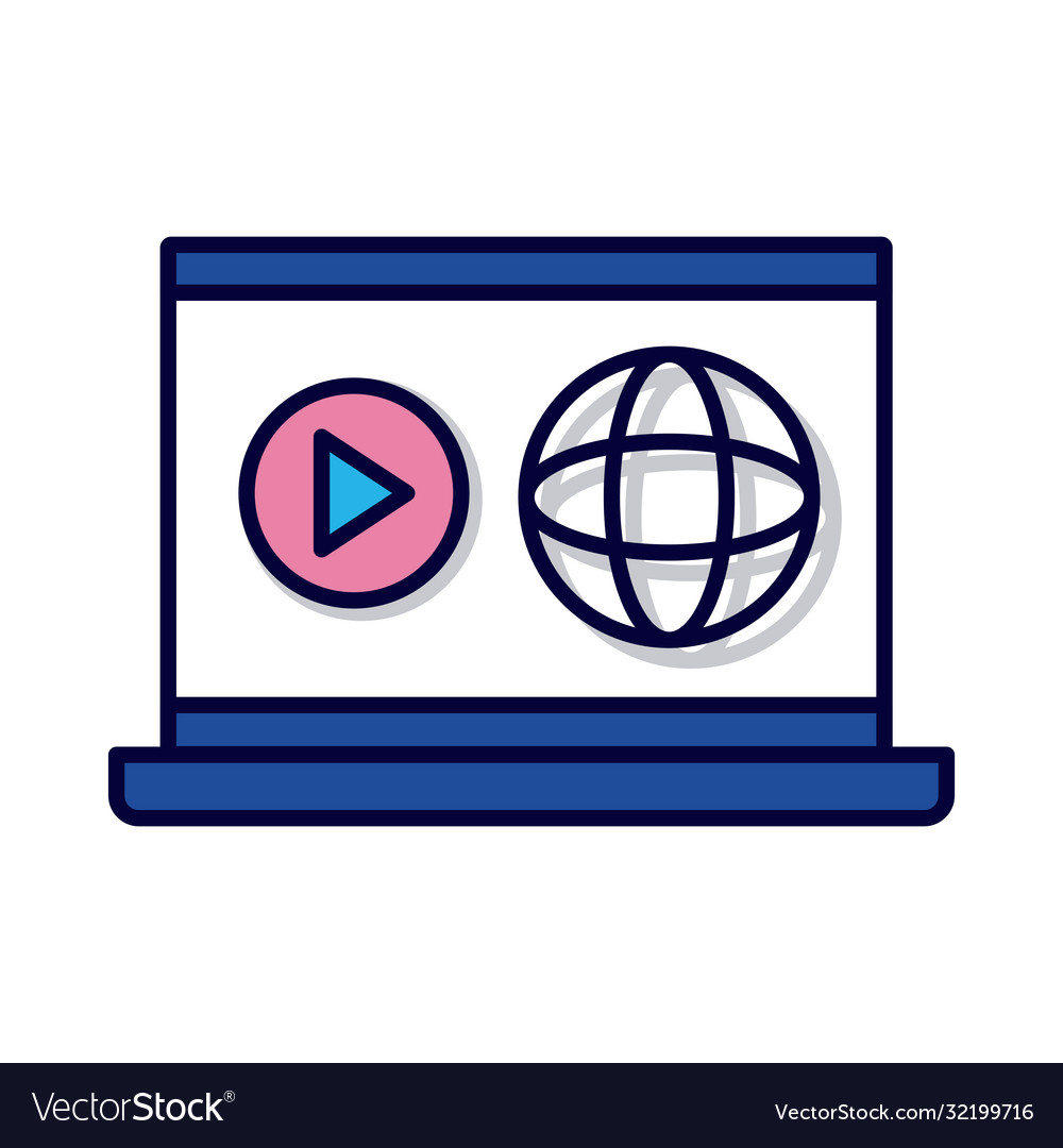 Sphere browser with laptop line and fill style Vector Image Sphere browser with laptop line and fill style