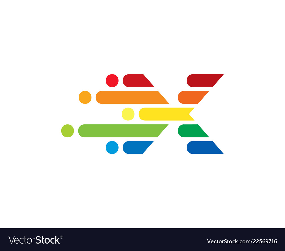 X colorful letter speed pixel logo icon design