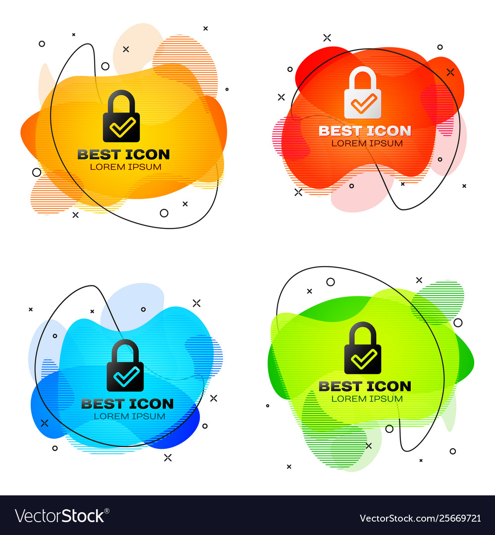 Black open padlock and check mark icon isolated Vector Image Black open padlock and check mark icon isolated