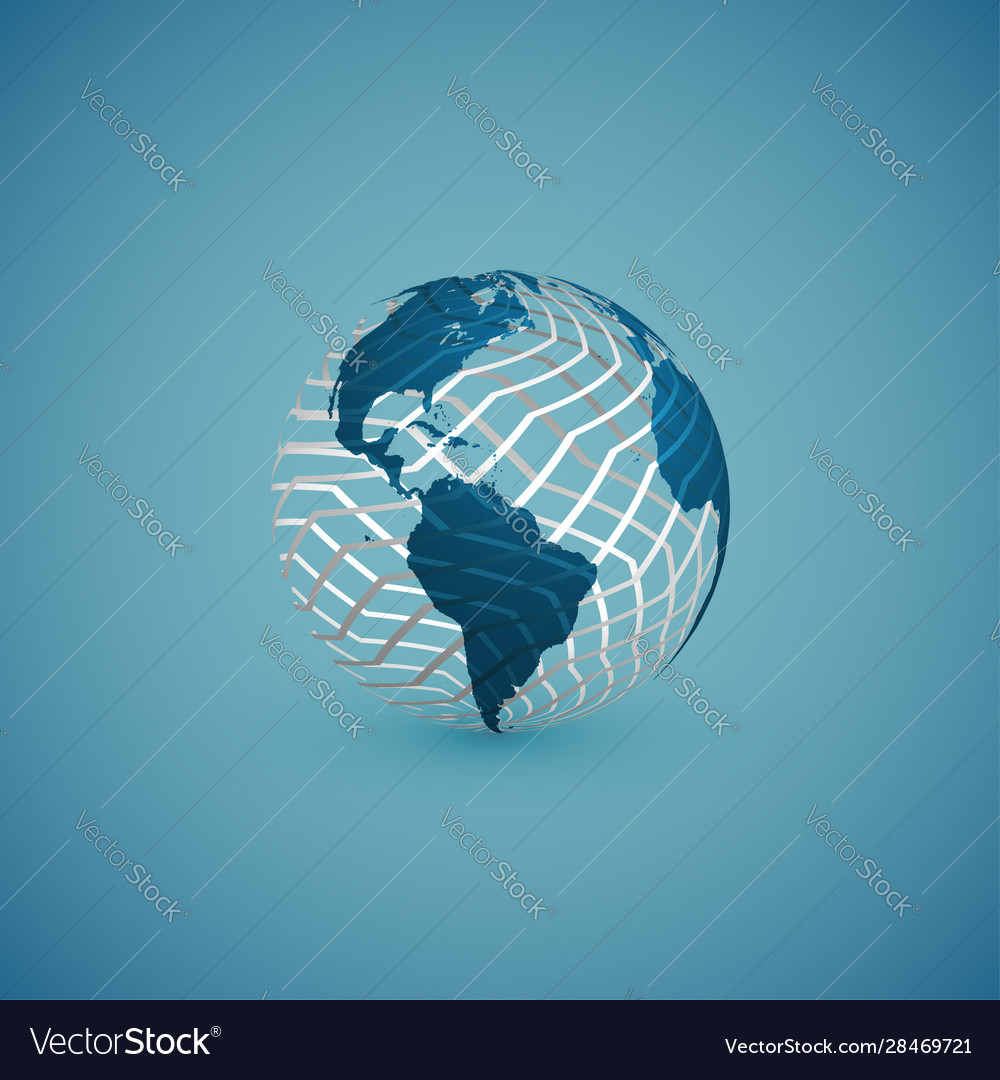 Blue globe map with pattern sphere