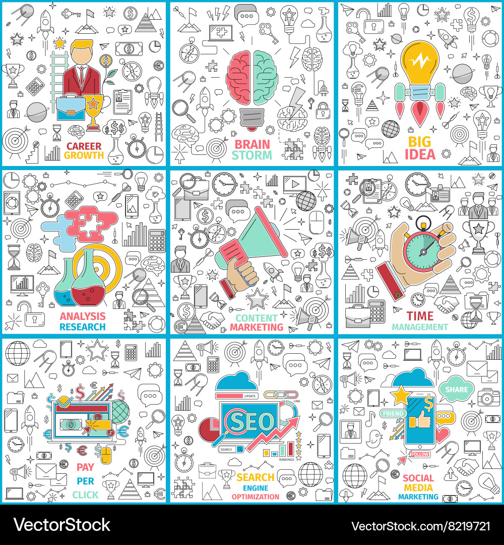 Business concept set Royalty Free Vector Image