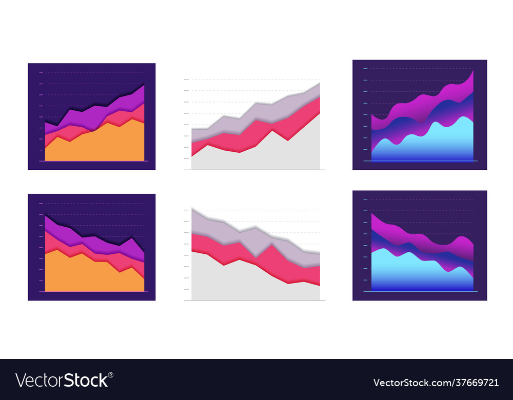 Collection abstract graph line moving up and down vector image Collection abstract graph line moving up and down