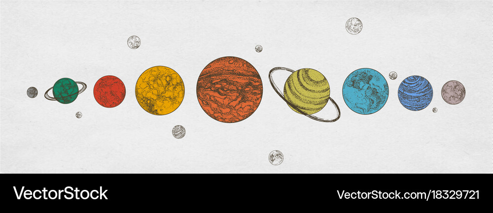 Colorful Planets Of Solar System Arranged In