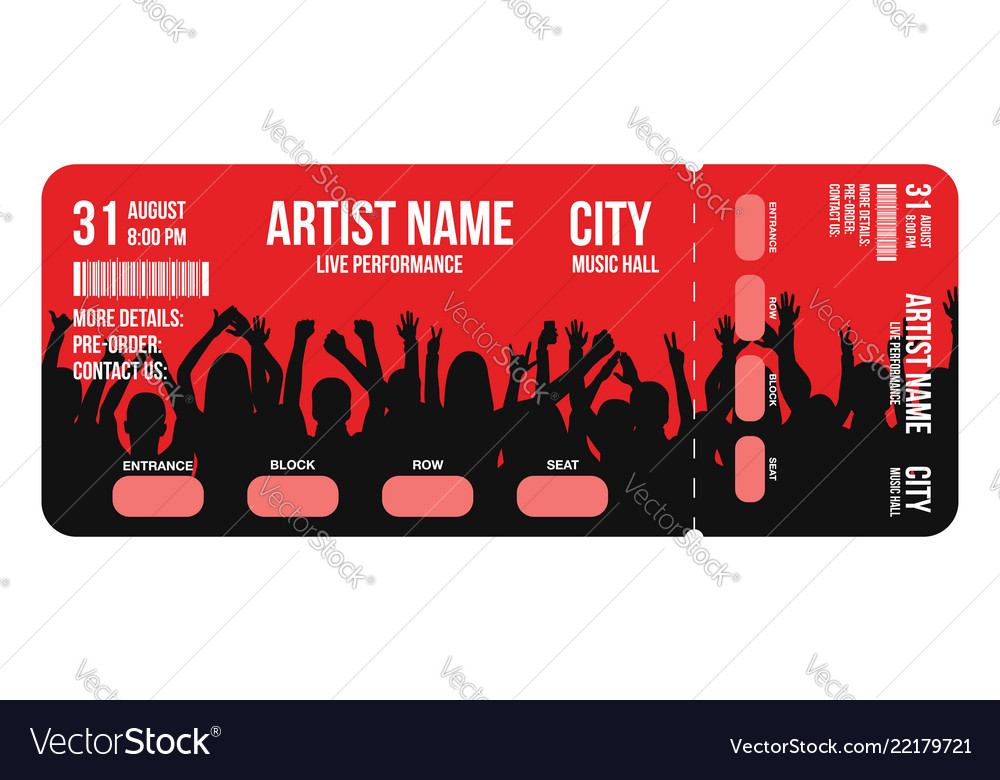 Concert ticket template concert party or festival Vector Image