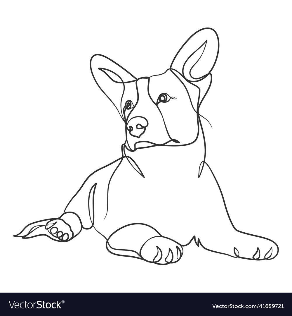 Continuous one line drawing of a dog Royalty Free Vector