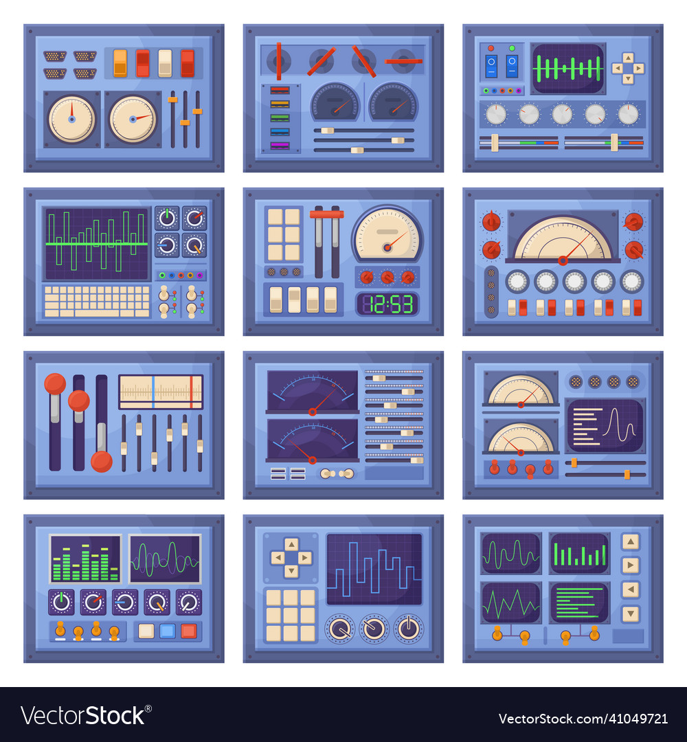Electrical dashboard control panels with charts Vector Image