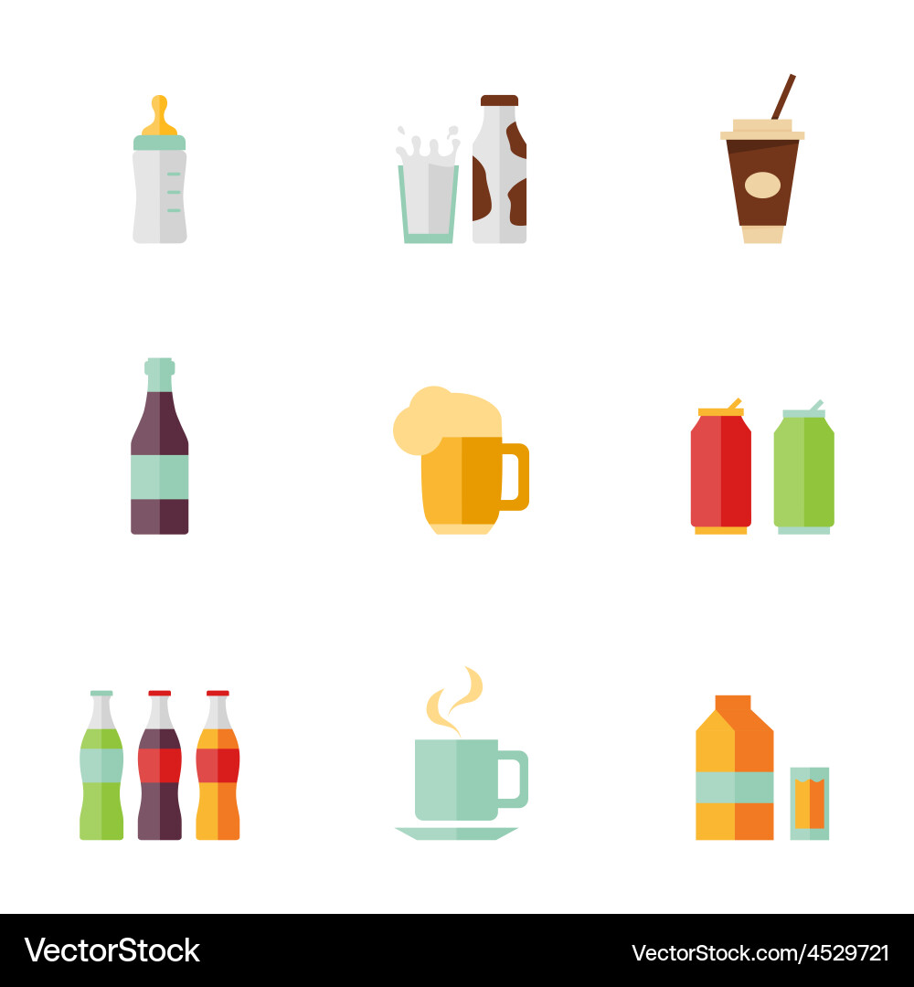 Flat icons drink set Royalty Free Vector Image