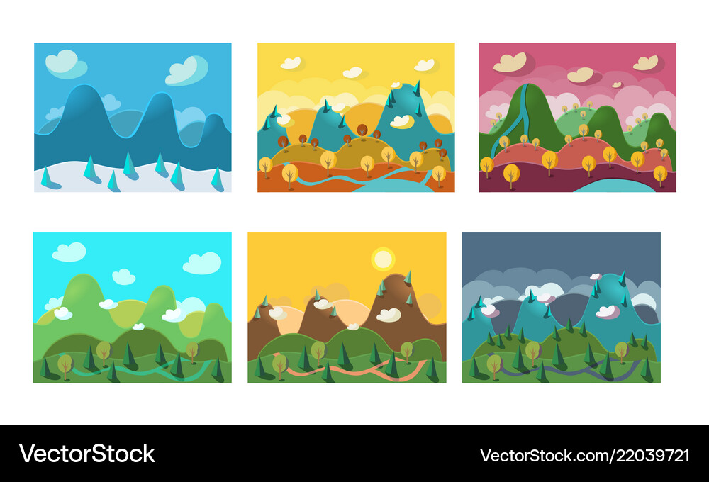 Flat set seamless landscapes Royalty Free Vector Image